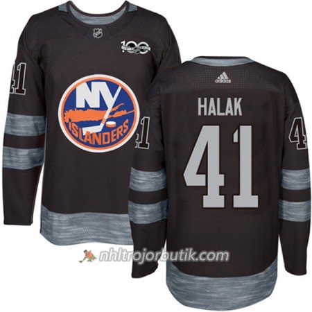 Män Ishockey New York Islanders Tröja Jaroslav Halak 41 1917-2017 100th Anniversary Adidas Svart Authentic